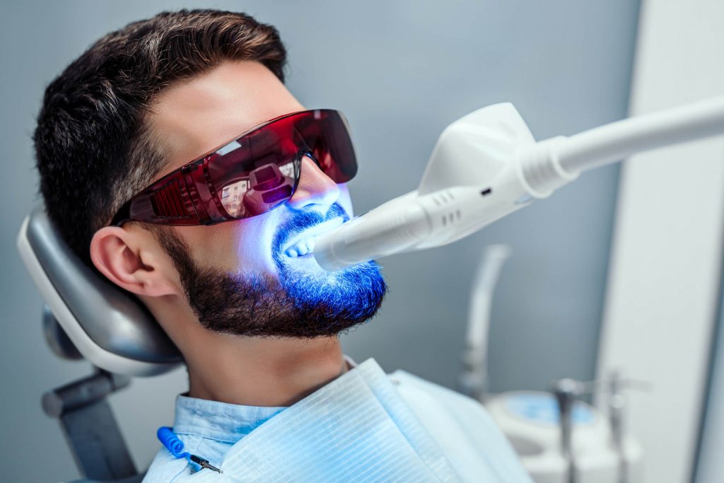 patient gets teeth whitening in Simpsonville, SC