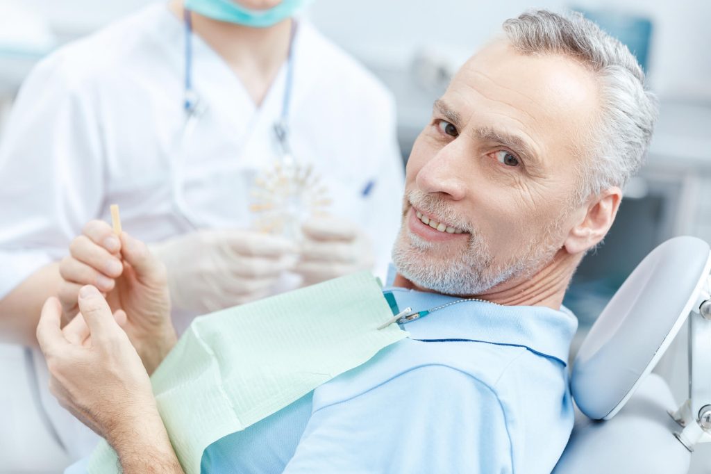 a senior man at the Dentist in Greenville SC
