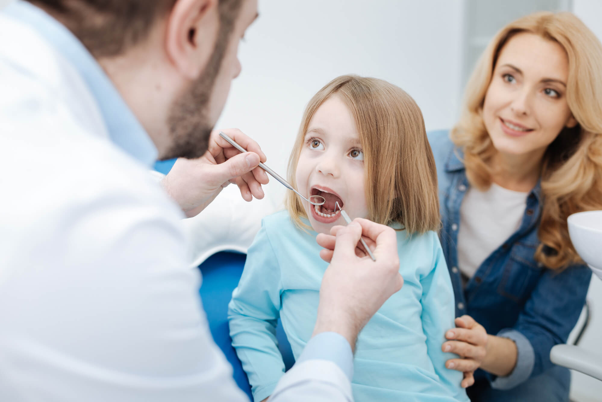 mom and daugther during appointment for family dentistry Simpsonville SC