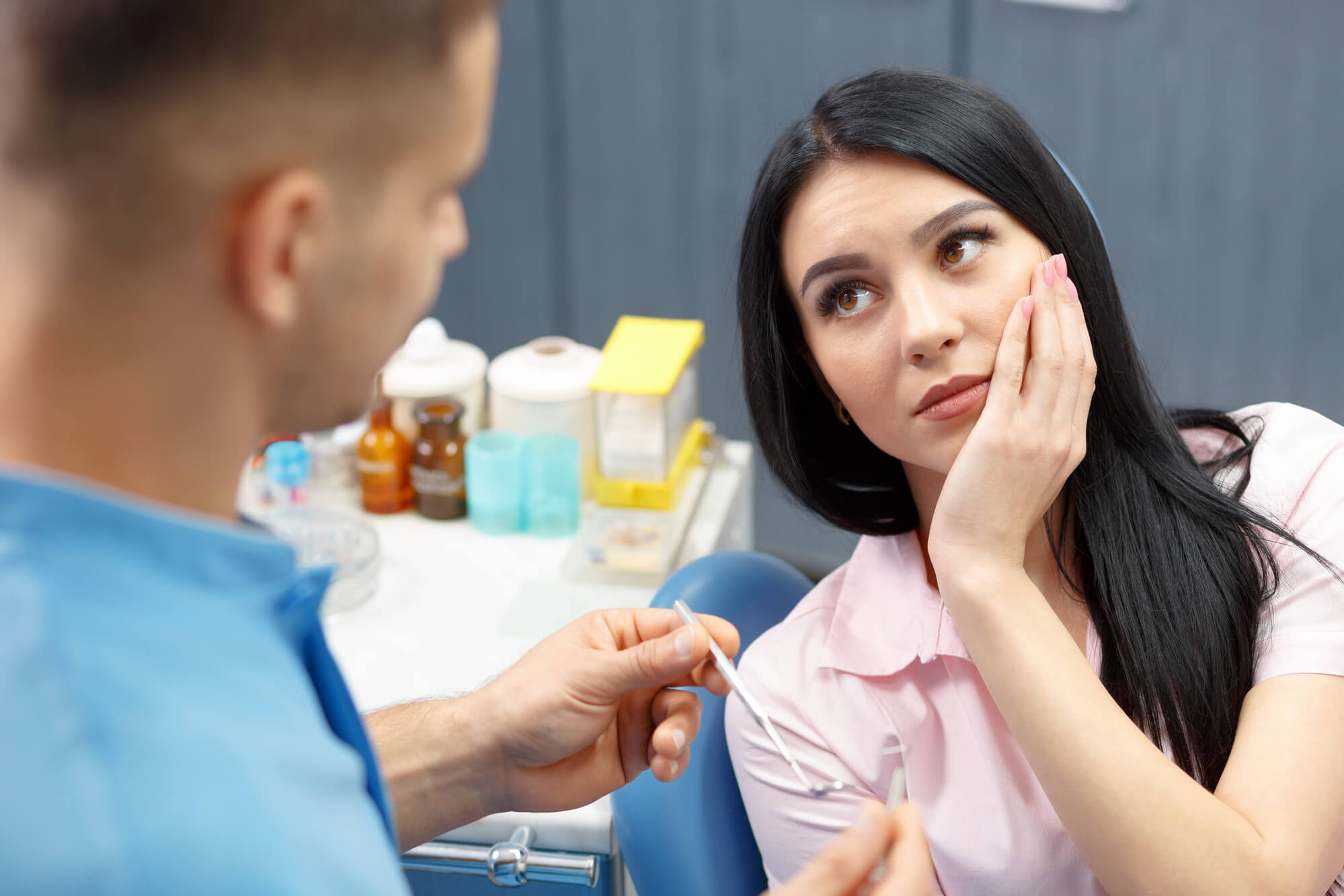 woman at the dentist needs a root canal Simpsonville SC